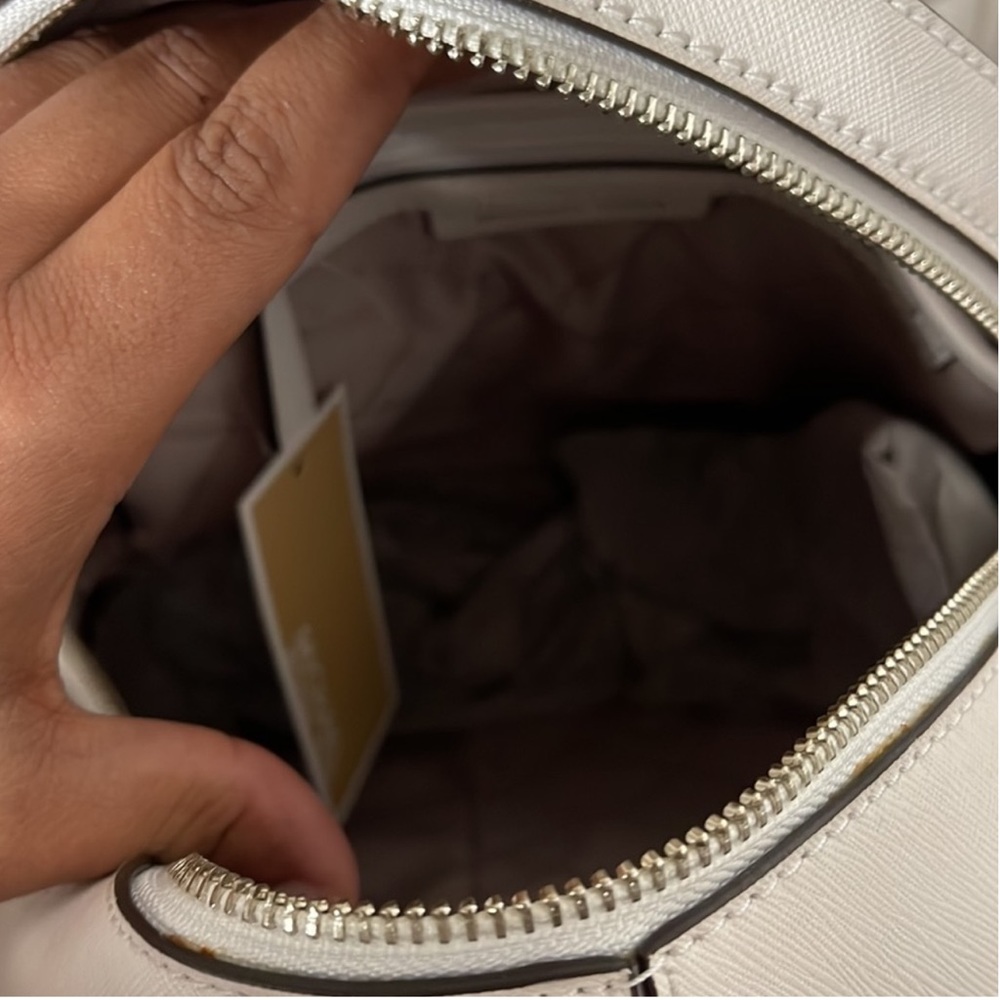Michael Kors Rhea White/Silver Medium Leather Backpack - Picture 12 of 14